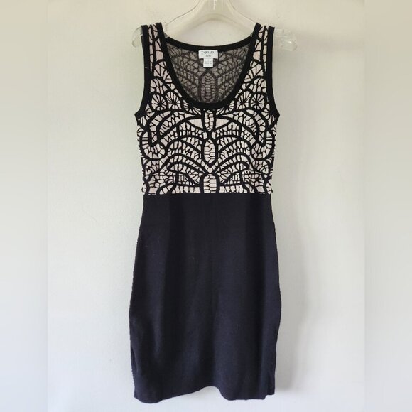 CARMEN MARC VALVO | Dress Jersey Knit black beige sz S - Picture 1 of 4
